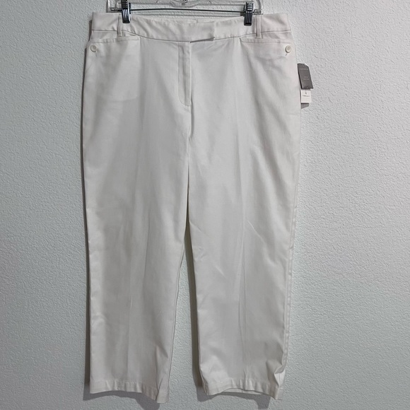 Charter Club Allison Fit White Cropped Pants Cotton New 14 - Picture 1 of 10